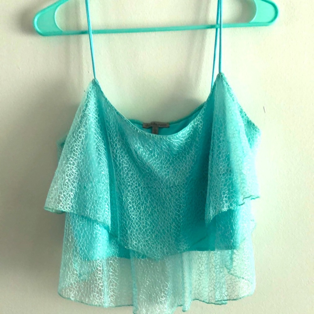Charlotte Russe light blue cropped tank- large
